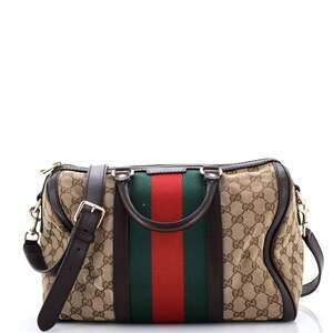 Gucci Vintage Web Boston Bag Gg Canvas #241080G11B